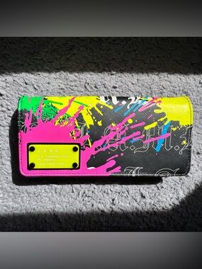 L.A.M.B. Neon Paint-Splash Wallet Phone Case - Pink/Yellow/Green/Black